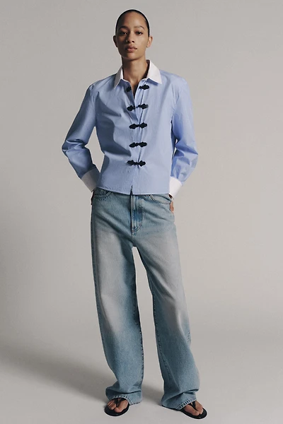 ZW COLLECTION STRIPED FROG FASTENING SHIRT