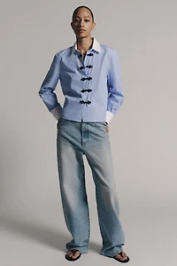 ZW COLLECTION STRIPED FROG FASTENING SHIRT