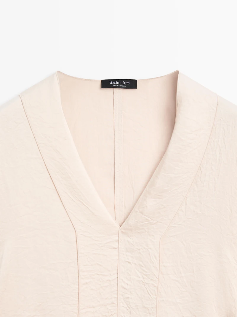 Satin V-neck blouse