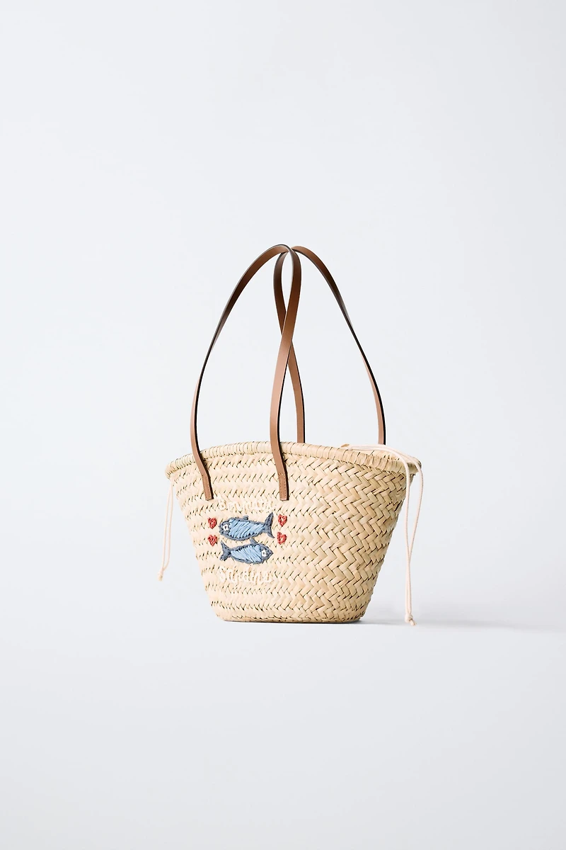 FISH RAFFIA TOTE BAG