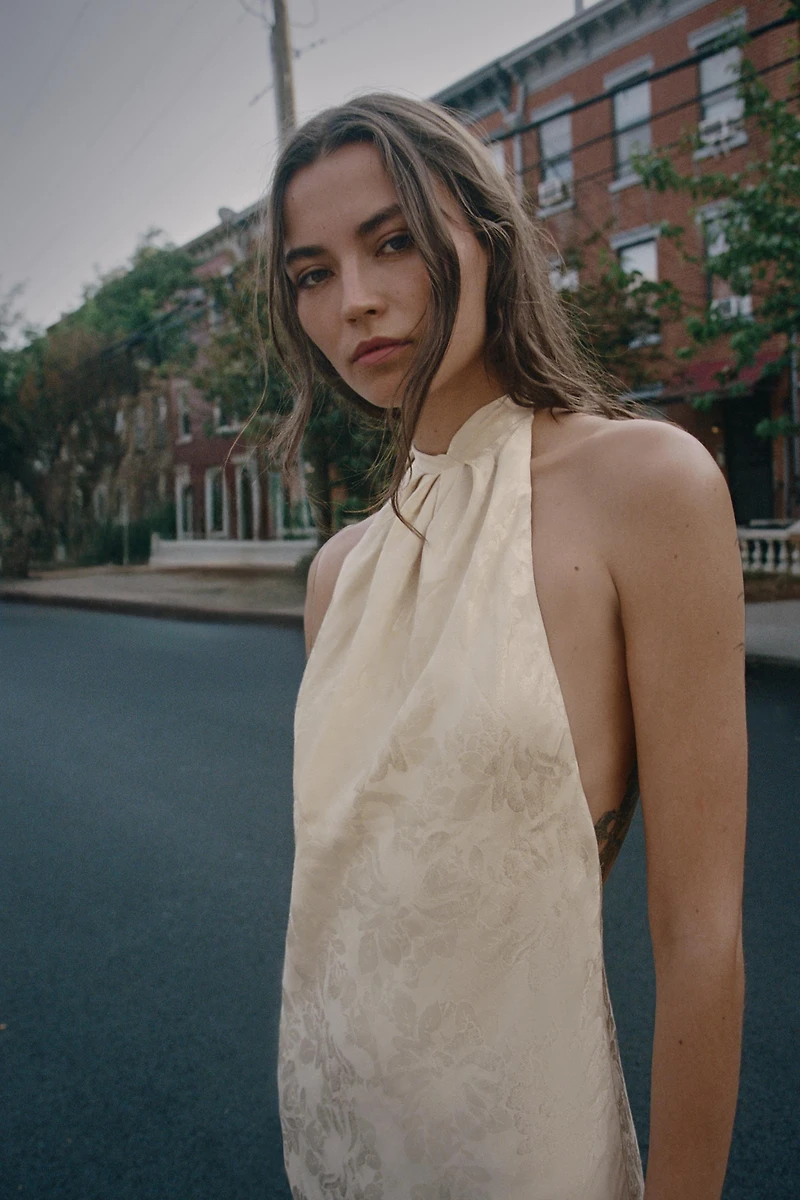 ROBE MIDI EN JACQUARD À FLEURS