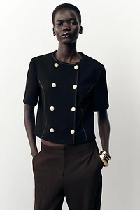 BLAZER MANCHES COURTES SURPIQÛRES CONTRASTE