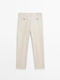 Tapered fit linen trousers