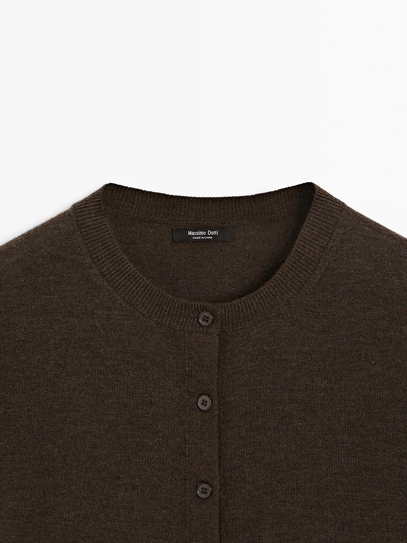 Cardigan laine à col rond