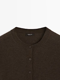 Cardigan laine à col rond