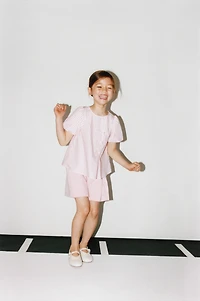 STRIPED FROG FASTENING BLOUSE