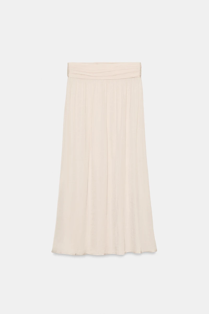 SATIN EFFECT MIDI SKIRT