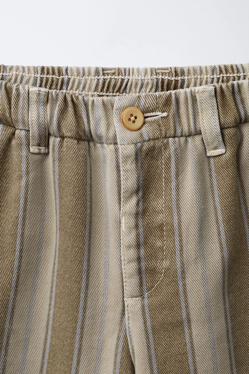 STRIPED WOOL BALLOON PANTS