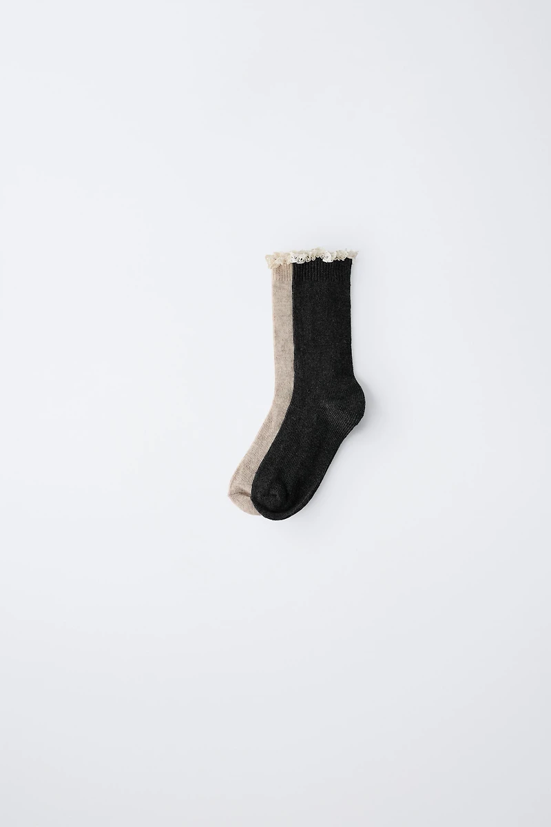 TWO-PACK OF LACE TRIMMED SOCKS