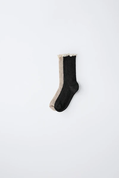 TWO-PACK OF LACE TRIMMED SOCKS