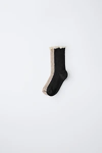 TWO-PACK OF LACE TRIMMED SOCKS