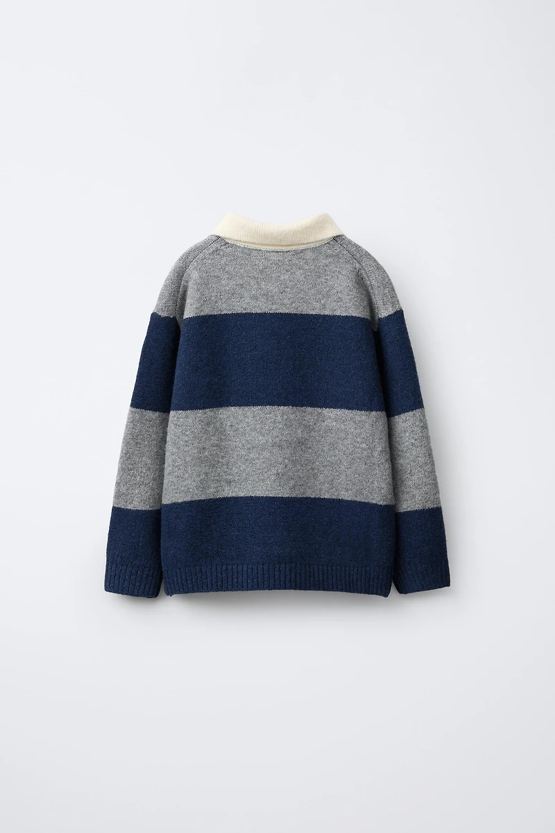 PULL POLO EN MAILLE À RAYURES