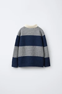 PULL POLO EN MAILLE À RAYURES