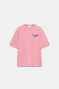 WASHED EFFECT TEXT T-SHIRT