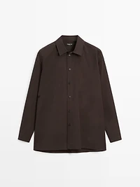 Asymmetric button-up poplin shirt