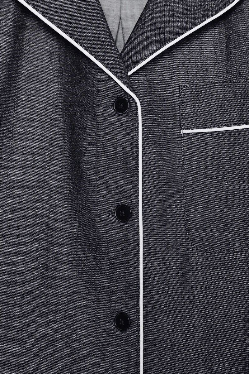 ZW COLLECTION DENIM SHIRT WITH PIPING