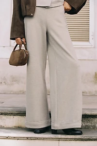 TWILL WIDE LEG PANTS