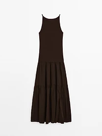 Long strappy cotton blend dress
