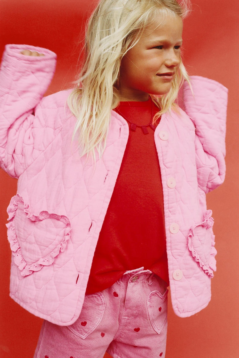 QUILTED JACKET WITH HEART POCKETS
