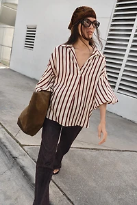 STRIPED BALLOON SLEEVE SHIRT
