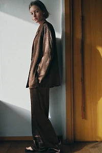 WRINKLE-LOOK FLOWY PANTS