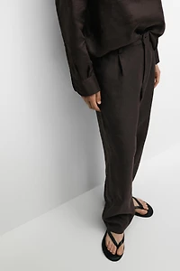100% linen houndstooth pants