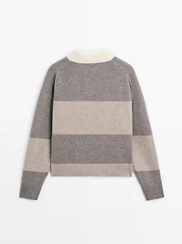 Striped wool blend polo sweater
