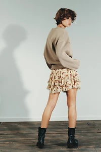 FLORAL RUFFLE MINI SKIRT