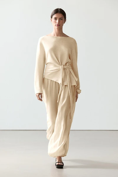 Flowing ramie sarouel trousers