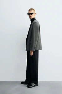 DOUBLE BREASTED CONTRASTING TEXTURED BLAZER