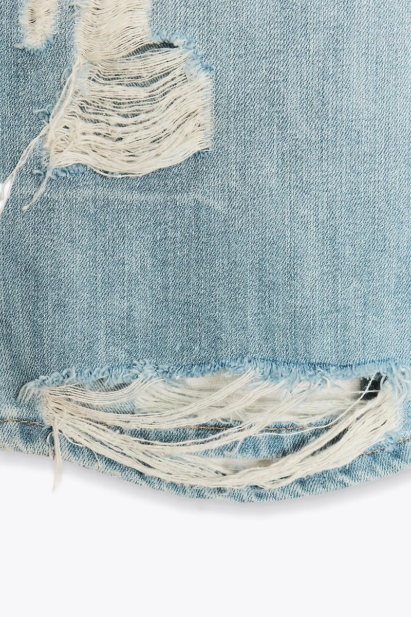 BERMUDA-SHORT EN JEAN TRF DÉCHIRURES TAILLE BASSE