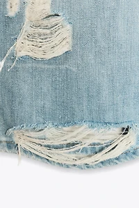 BERMUDA-SHORT EN JEAN TRF DÉCHIRURES TAILLE BASSE