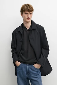 Long collar detail trench coat
