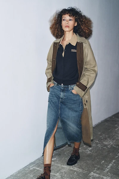 ZW COLLECTION DENIM SKIRT WITH SLIT