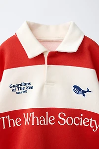POLO À RAYURES ET BALEINE BRODÉE