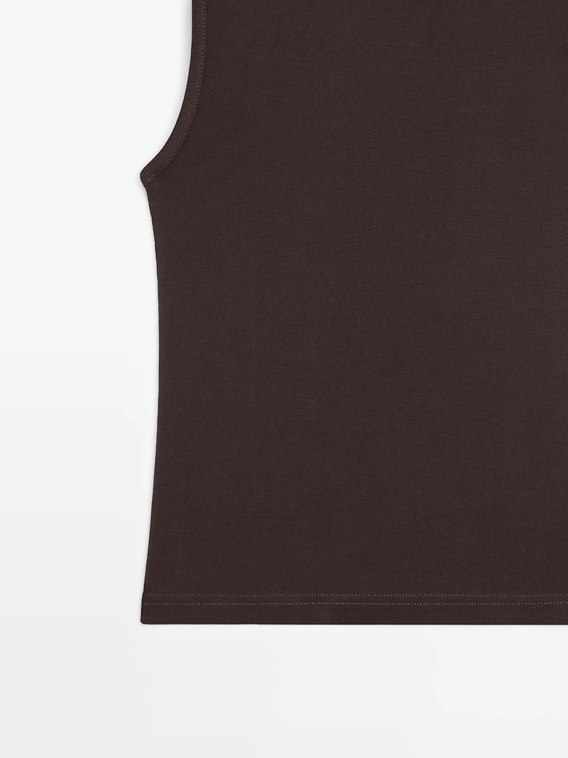 100% cotton funnel neck top