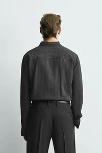 LIMITED EDITION SHINY STRIPED FLOWY SHIRT