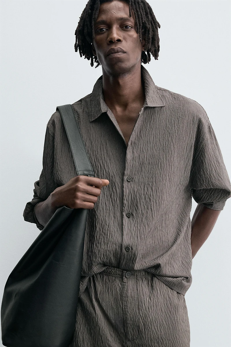CHEMISE FLUIDE RAYURES EFFET FROISSÉ