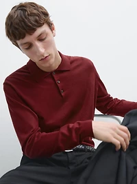 Cotton knit polo sweater