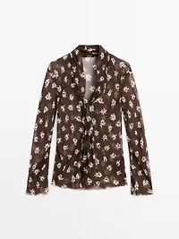 Flowing shirt with scarf collar