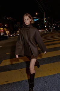 WOOL BLEND SHORT COAT WITH SCARF