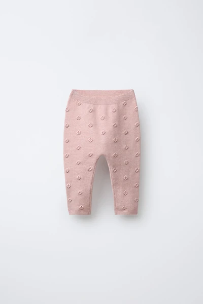 EMBROIDERED FLORAL KNIT LEGGINGS