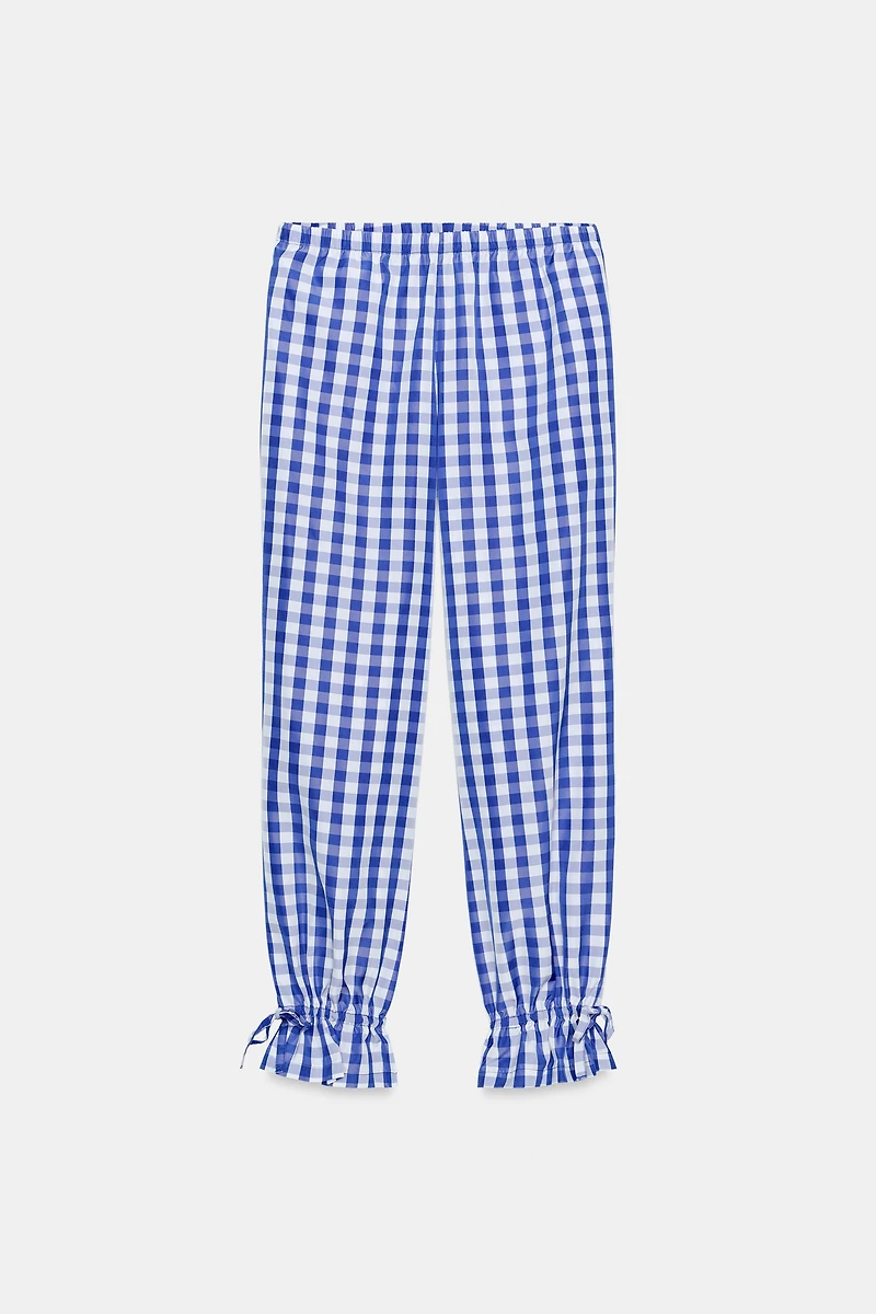 NYLON GINGHAM PLAID PANTS