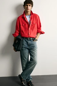 100% LINEN REGULAR FIT OVERSHIRT