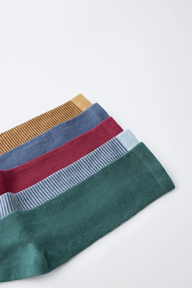 5-PACK STRIPED AND SOLID CREW SOCKS