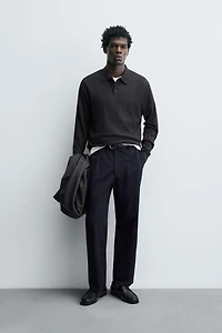 WOOL - SILK KNIT POLO SHIRT