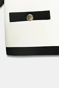 SHORT SLEEVE BLAZER WITH CONTRASTING PIPING