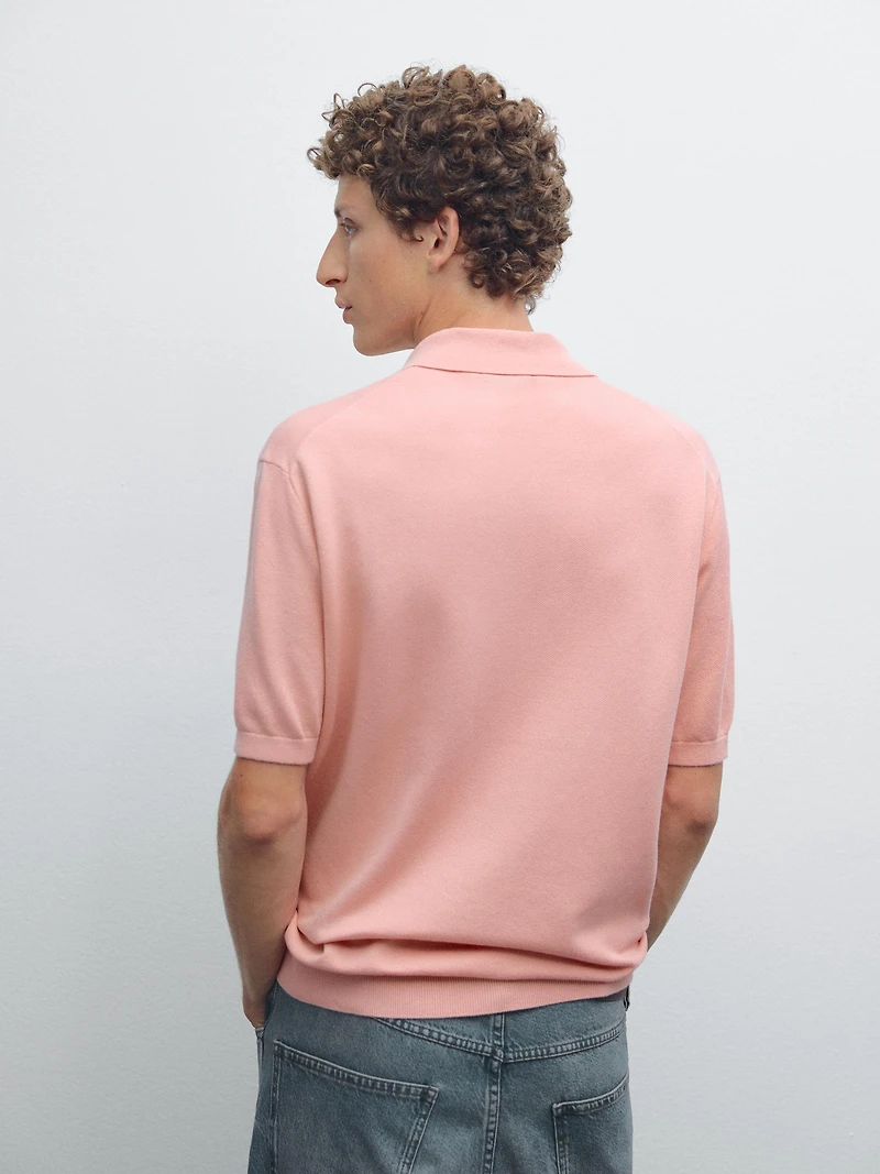 Knit V-neck polo shirt
