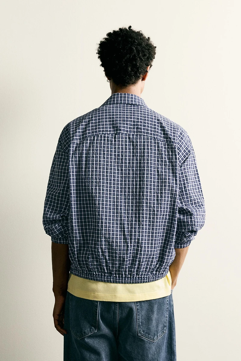 TEXTURED PLAID OVERSHIRT