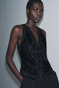 ZW COLLECTION LIMITED EDITION EMBROIDERED VELVET VEST